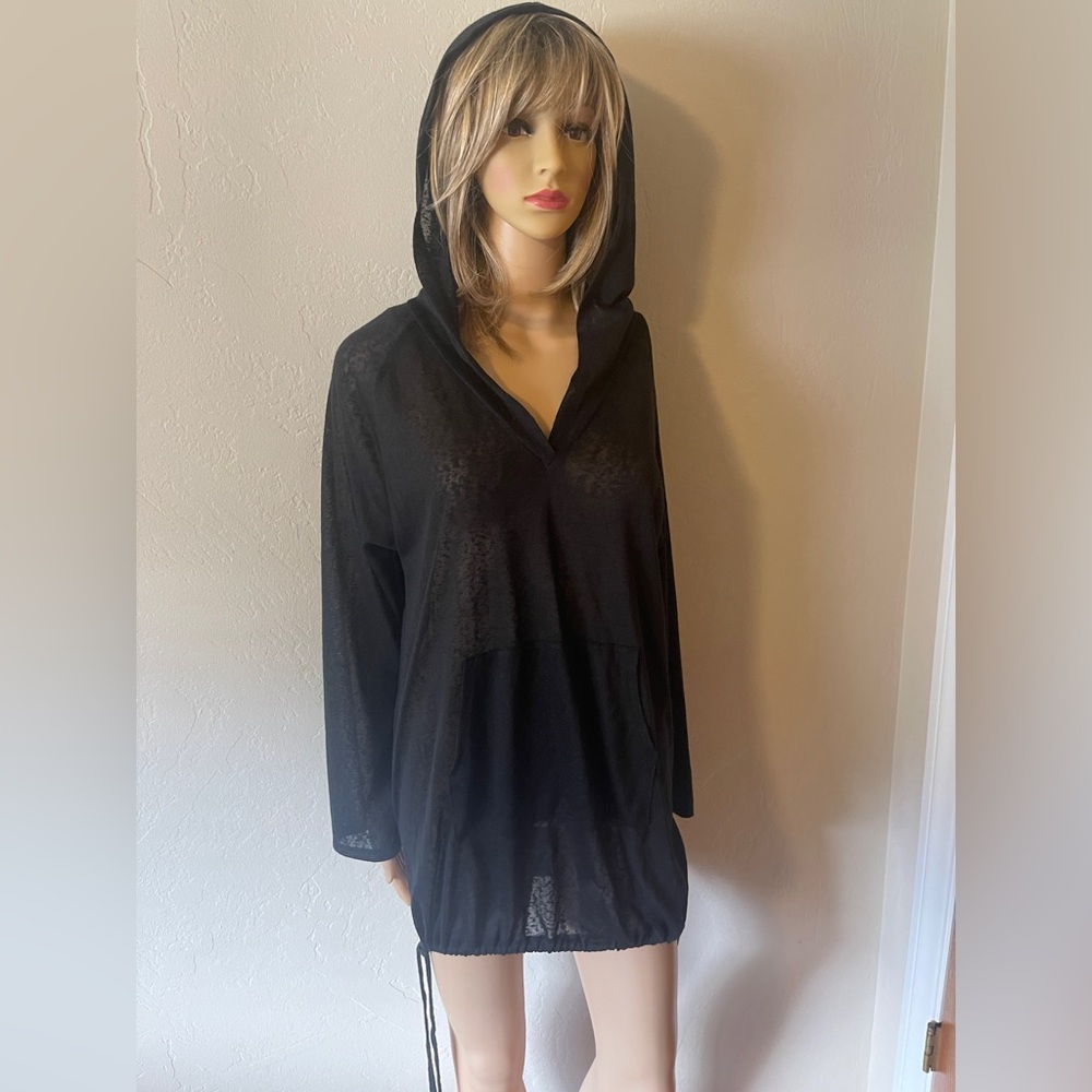 Kona Sol Black Hooded Swim Cover-Up